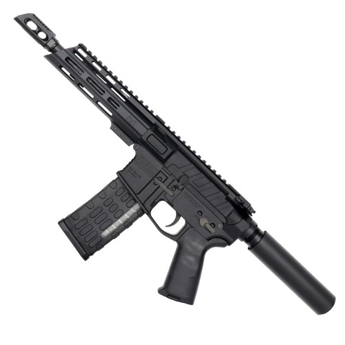 AR15 .223 5.56 NATO Pistol Billet Upper/ Lower 7" Barrel 7" Custom Slanted M-Lok Handguard- BLACK AR15 .223 5.56 NATO Pistol Billet Upper/ Lower 7" Barrel 7" Custom Slanted M-Lok Handguard- BLACK