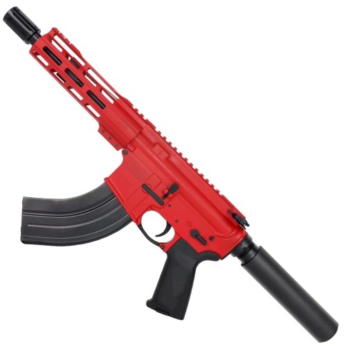 AR 7.62X39 Semi Auto Pistol SBA3 Style Top Cut Custom 7" MLOK - Stoplight Red AR 7.62X39 Semi Auto Pistol SBA3 Style Top Cut Custom 7" MLOK - Stoplight Red