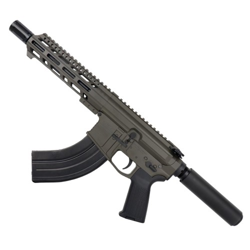 AR15 7.62X39 Pistol Billet Upper/ Lower 7.5" Barrel Custom M-Lok w/ Integrated Handstop - OD Green AR15 7.62X39 Pistol Billet Upper/ Lower 7.5" Barrel Custom M-Lok w/ Integrated Handstop - OD Green