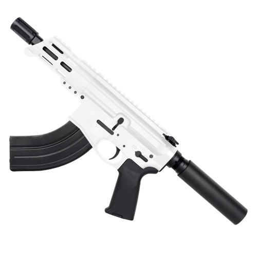 AR15 Micro 7.62x39 Pistol Billet Upper/ Lower 5" Barrel Custom M-Lok Handguard -WHITE AR15 Micro 7.62x39 Pistol Billet Upper/ Lower 5" Barrel Custom M-Lok Handguard -WHITE
