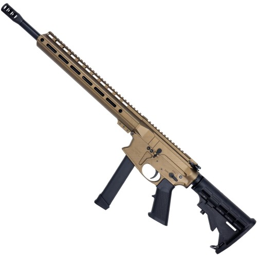 AR 9mm Rifle 16" Barrel Slick Side Billet Upper / Lower 13" Custom M-LOK Handguard - Cerakote Burnt Bronze AR 9mm Rifle 16" Barrel Slick Side Billet Upper / Lower 13" Custom M-LOK Handguard - Cerakote Burnt Bronze