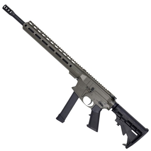 AR 9mm Rifle 16" Barrel Slick Side Billet Upper / Lower 13" Custom M-LOK Handguard - OD Green AR 9mm Rifle 16" Barrel Slick Side Billet Upper / Lower 13" Custom M-LOK Handguard - OD Green